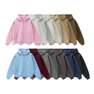เสื้อฮู้ดซิปแบบยูนิเซ็กซ์ ผ้าฝ้าย 100% ทรงโอเวอร์ไซส์ สีพื้น เรียบง่าย สวมใส่สบายในฤดูใบไม้ร่วง ผ้าเฟรนช์เทอร์รี่ถัก ย้อมสีพื้น - Product Image 3