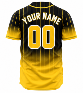 Camiseta de Béisbol Sinewy para Hombre, Personalizada con Nombre y Número, Rayas Negras y Amarillas, Sublimada, de Secado Rápido, Manga Corta, Corte Regular, para Adultos - Product Image 3