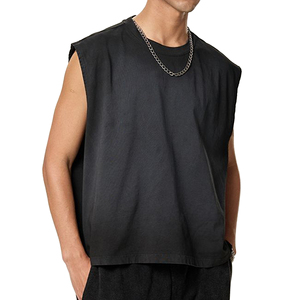 T-shirts sans manches en coton de couleur unie 230G, vêtements de sport, fitness, t-shirt sans manches basique pour homme, logo personnalisé, vêtements unisexes - Product Image 3