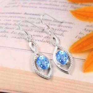 Ceylon Blue Spinel Earrings 925 Sterling <b>Silver</b> <b>Studs</b> 14K Gold Plated Handmade Engagement Jewelry Gift - Product Image 5