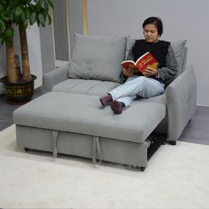 Divano Letto Convertibile Regolabile in Velluto con Letto Estraibile, 2 Tasche Laterali, 2 Poggiapolsi - Product Image 5