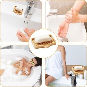 Custom Logo Natural <b>Bamboo</b> Wooden <b>Soap</b> <b>Dish</b> Holder Self Draining Bar <b>Soap</b> Tray Plate For Hotel Bathroom Accessories Wholesale - Product Image 4