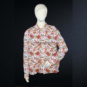 Hermosa camisa india hecha a mano de algodón para mujer, estilo casual de verano, túnica midi boho con diseño de estampado en bloques. - Product Image 3