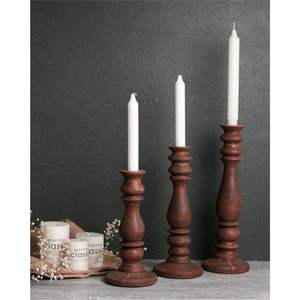 Modern Rustic Wooden Pillar Candle Stand <b>Large</b> Turned Wood Candle Holder for Living Room Decorative Craft Wood <b>Candlestick</b> Bulk - Product Image 2