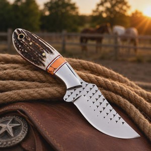 Cuchillo de Caza de Acero Inoxidable con Hoja de Punta Caída y Mango de Hueso, Cuchillo de Supervivencia para Exteriores - Product Image 5