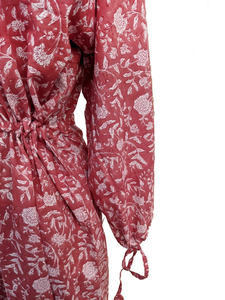 เดรสโบโฮขายดีปี 2026 เดรสยาวฤดูร้อน เดรสลายบล็อกพิมพ์ เดรสลำลอง เดรสโบโฮชิค เดรสคอวี แขนยาว เดรสลายดอกไม้ - Product Image 3