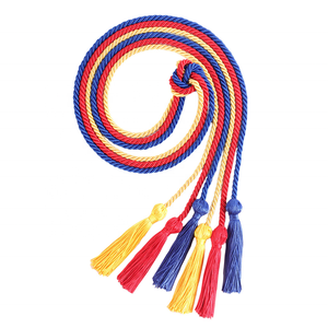Cordons d'honneur 100 % polyester personnalisés en usine, de bonne qualité, multicolores, avec pompon de graduation entrelacé double, revêtement en gros - Product Image 3