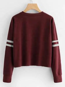 Sweat-shirt à rayures pour femmes, pull-over à épaules tombantes, logo personnalisé, nouvelle collection - Product Image 6