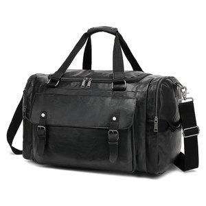Bolsa de Lona Negra de PU, Rectangular, con Doble Asa, Cierre de Cremallera, Múltiples Compartimentos, Resistente al Agua, Capacidad de 20-36L, Unisex - Product Image 2