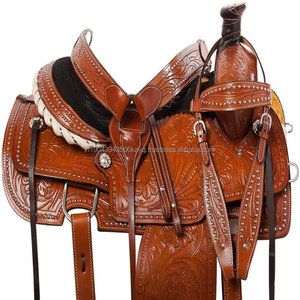 Selles de cheval robustes en cuir Western Horse Saddle en cuir véritable Western Roping Wade Saddle avec Tack Set en vrac - Product Image 5