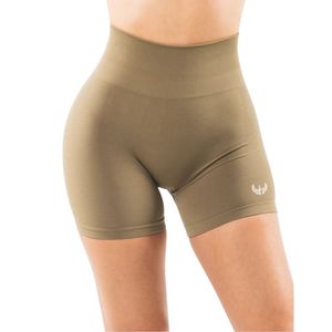 <b>Womens</b> Olive Green High Waist Gymwear <b>Shorts</b> Stretch <b>Compression</b> Workout Fitness Training Athletic Activewear Comfort Wear - Product Image 1