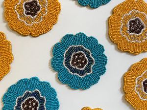 Handmade Eco-Friendly Luxury <b>Beaded</b> <b>Coasters</b> Customizable Floral Drink <b>Coasters</b> Set of 4/6 by Whimsy Art Craft - Product Image 4