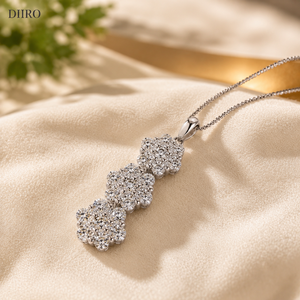 925 Sterling Silver Iced Out Moissanite 3 Flowers Design <b>Pendant</b> Necklace Round Brilliant Cut Trendy Women Jewelry - Product Image 3