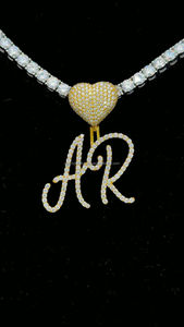 Día de San Valentín presente chapado en oro letra personalizada con gancho de corazón inicial Hip Hop personalizado cursiva nombre colgante collar - Product Image 5