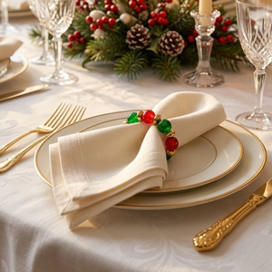 Anneaux de serviette perlés colorés, design élastique, pour mariage |   Décoration de table, accessoires de table décoratifs, ensemble de porte-serviettes festifs - Product Image 1