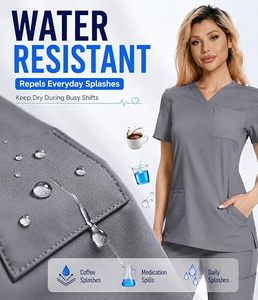 Pantalon de travail gris pour femmes, extensible dans 4 directions, doux et respirant, uniforme d'hôpital pour les professionnels de la santé - Product Image 2