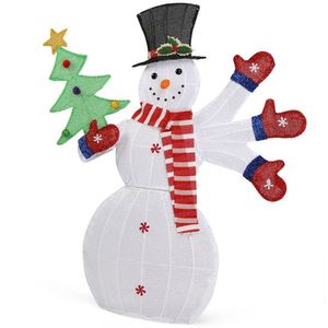 Pre-Lit 2D Snowman Waving Hands 170 LED Warm White Lights Christmas Yard Decorations Lighted Outdoor Inflatable Holiday Decor - Product Image 5