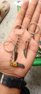 Mini cuchillo de Damasco hecho a mano, patrón de Damasco, regalo coleccionable, llavero con colgante de mini cuchillo Skinner. - Product Image 6