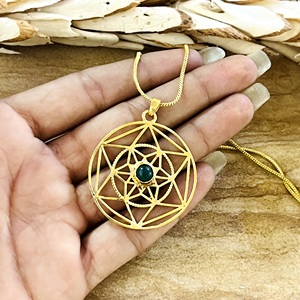 Fashionable <b>Boho</b> Merkaba Pendant Ethnic Brass Jewelry Women 18k Gold Plated Sacred Geometry Mandala Pendant Wholesale OEM ODM - Product Image 4