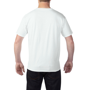 T-shirt blanc pour homme à col en V, manches courtes, coupe classique, 100% coton jersey, couleur unie, design simple, t-shirt à col en V - Product Image 4