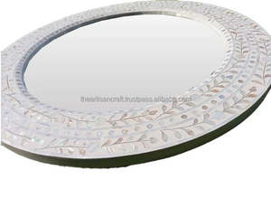 Espejo de pared con patrón floral moderno hecho a mano con incrustaciones de nácar para decoración de hogar y oficina - Product Image 4