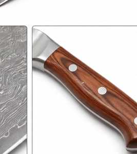Cuchillo de carnicero LEGACY BLADES de acero de Damasco hecho a mano, afilado como una navaja, con mango de madera, para cocina, fabricante OEM ODM - Product Image 4