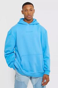 Pull à capuche épais et surdimensionné en polaire teintée, cordon de tirage, logo personnalisé, grande taille pour hommes - Product Image 2