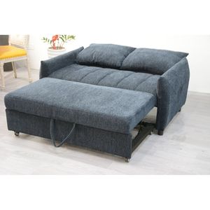 Divano Letto Futon Moderno da 148 cm in Tessuto Blu Navy con Schienale Regolabile per Soggiorno - Product Image 5
