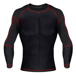 Ensemble de survêtements de compression à séchage rapide 100 % polyester pour la gym et le fitness, avec protection anti-UV, personnalisable avec logo, comprenant des t-shirts à manches longues et des leggings - Product Image 3