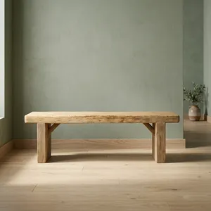 Banco de Patio Minimalista de Madera Maciza, Muebles de Exterior Duraderos, Asientos Modernos para Entrada y Sala de Estar - Product Image 4