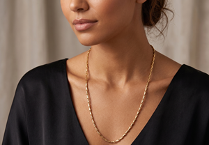 DIVYORO Cadena de eslabones cónicos chapada en oro de 22 quilates clásica para mujer - Product Image 3