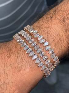 ชุดกำไลข้อมือเพชรทรงลูกแพร์เคลือบทอง 18K สำหรับทุกเพศ  สำหรับเครื่องประดับหรูหราที่ได้รับการรับรอง RAMDUT IMPEX DQ-HH-01 - Product Image 3
