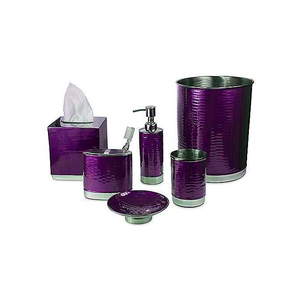 Galvanized Iron Metal With Wooden Top Seven Piece Set Silver Color <b>Bathroom</b> Set Style Handicrafts <b>Bathroom</b> Ware - Product Image 5