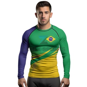 Camiseta de Compresión ZABEX SPORTS 2026 con Estampado Digital de Manga Larga para MMA y BJJ, Elástica, de Spandex/Poliéster para Hombre - Product Image 1