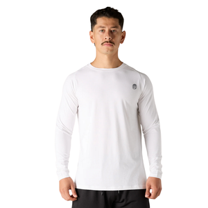 T-shirt de performance à manches longues pour homme, blanc, respirant, léger, pour l'entraînement et la salle de sport - Product Image 1