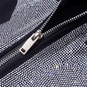 Sudadera con capucha unisex con cremallera completa y estrellas de diamantes de imitación, de algodón grueso, estilo oversize, personalizada para streetwear. - Product Image 5