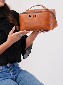 Leather Toiletry Bag Men Travel Wash Organizer Cosmetic Storage Waterproof Grooming <b>Case</b> Bag LTB-0116 - Product Image 2