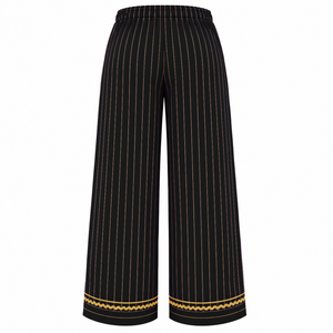 NCBW Sorority Women's Striped Pajama Set Button Front Long Sleeve Sleepwear Contrast Trim Lounge <b>PJs</b> With Drawstring Pants - Product Image 5