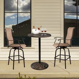 Antique Bronze Outdoor Bistro Pub Table Round Patio Bar Height Cocktail Table - Product Image 4