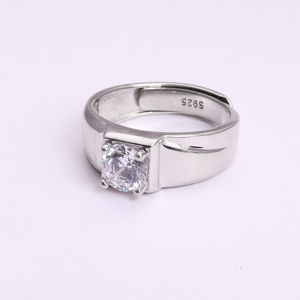 925 Sterling <b>Silver</b> Solitaire Engagement <b>Ring</b> for <b>Men</b> Adjustable Design Handmade Wholesale Engagement Band Third Jewelry Supply - Product Image 1