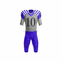 Tenue de football américain : maillot, short, casque, protège-épaules, crampons, gants, chaussettes, kit sportif, durable, respirant, design professionnel, unisexe