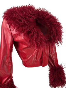 เสื้อแจ็คเก็ตหนังเทียมทรงครอปสำหรับผู้หญิง แฟชั่นเสื้อโค้ทขนสัตว์สำหรับฤดูใบไม้ร่วง ฤดูหนาว ฤดูใบไม้ผลิ - Product Image 6