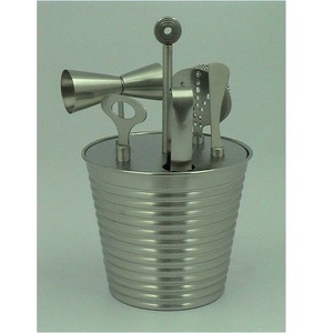 Kit de barman professionnel en acier inoxydable avec support pour seau à glace, shaker à cocktails, outils de bar pour les fêtes à domicile, outils pour mélanger les boissons - Product Image 1