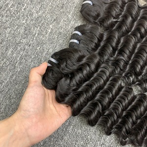 Extensiones de cabello humano crudo de onda profunda Natural vietnamita paquete trama 100g doble dibujado un cierre de tejido de cabello de donante - Product Image 3