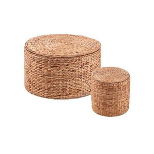 Premium Handmade Natural Rattan and Jute <b>Large</b> Round & Rectangle Eco-Friendly Blanket Storage <b>Basket</b> for Home Organization - Product Image 1