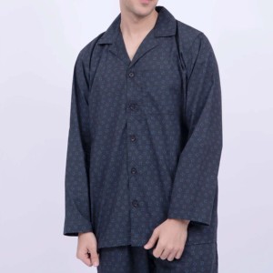 Conjunto de Pijama de Algodón para Hombre, Manga Larga, Tejido, Ecológico, Transpirable, Estampado, Ropa de Dormir para Otoño - Product Image 3
