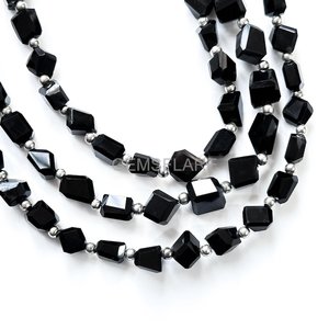 Cuentas de Ónix Negro Natural Facetadas al por Mayor, Pepitas Sueltas de Ónix Negro 5x7-6x8MM, 8 Pulgadas para Fabricación de Joyas - Product Image 5