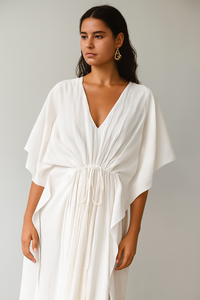 Camiseta de Lujo 100% Algodón Jacquard, Térmica, Veraniega, Cálida, Elegante, Casual, con Cuello en V, Manga Larga, Transpirable, Largo hasta la Rodilla - Product Image 4