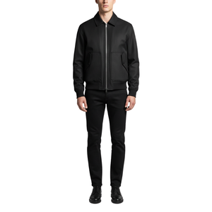 Nouvelle veste décontractée respirante pour homme, couleur unie, avec fermeture éclair et manches longues, col rabattu, en polyester/coton. - Product Image 1