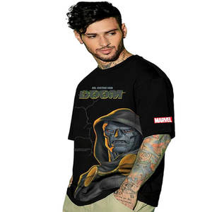 Camiseta de manga corta con hombros descubiertos holgada de tendencia de moda transpirable de secado rápido de algodón de Color sólido para hombre - Product Image 4